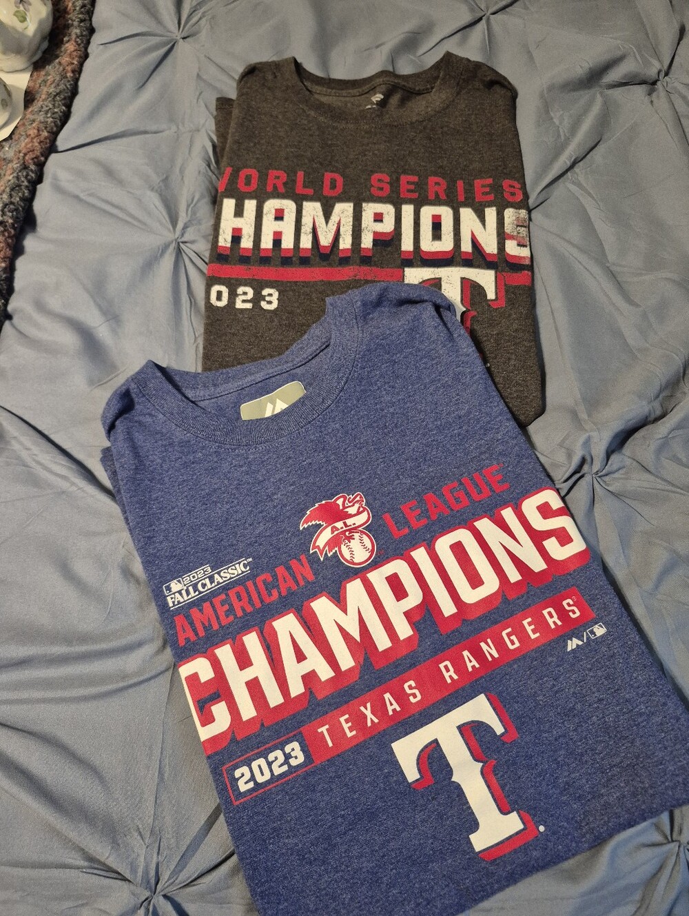 Team Apparel Blue Texas Rangers 2023 Champions Tee